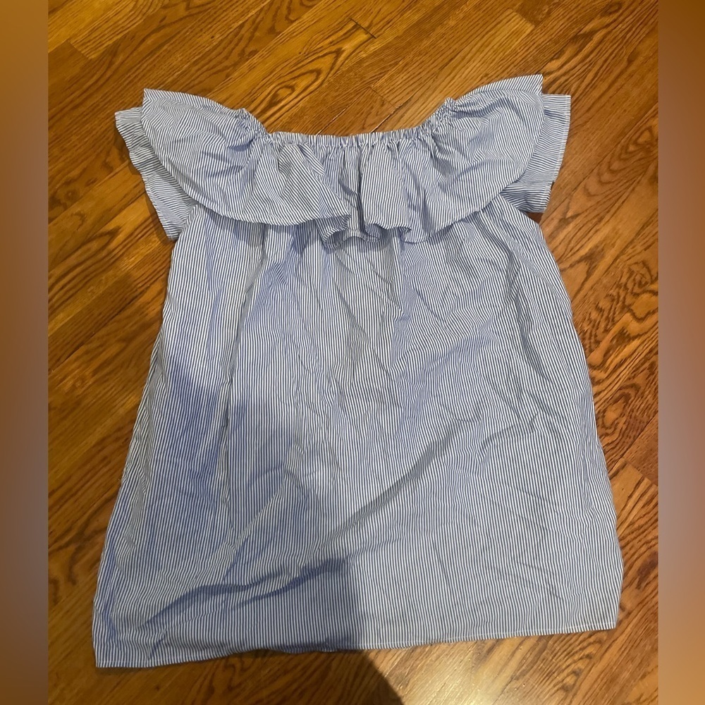 AQUA Blue and White Striped Blouse Size Large